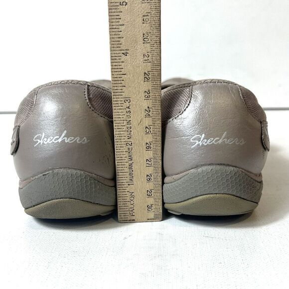 Skechers Memory Foam Women 9.5 Comfort Casual Brown Leather/Textile Slip On Flat - Picture 9 of 11